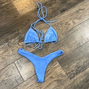 Lali & Layla periwinkle Blue Thong Bikini Set with Top can be worn multiple ways